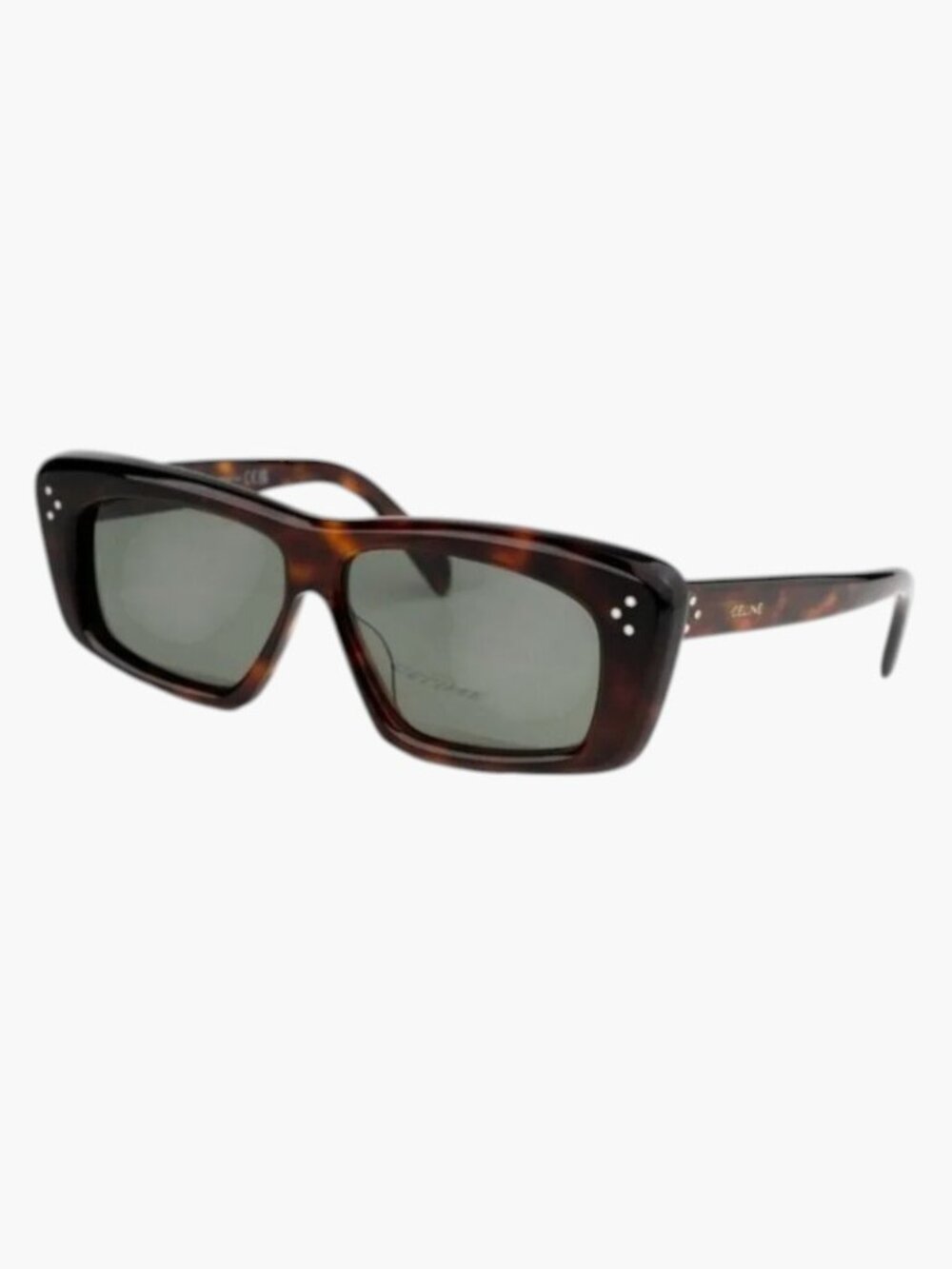 NEW CELINE CL40259I 52N Havana Green Rectangle Unisex Sunglasses 57-12